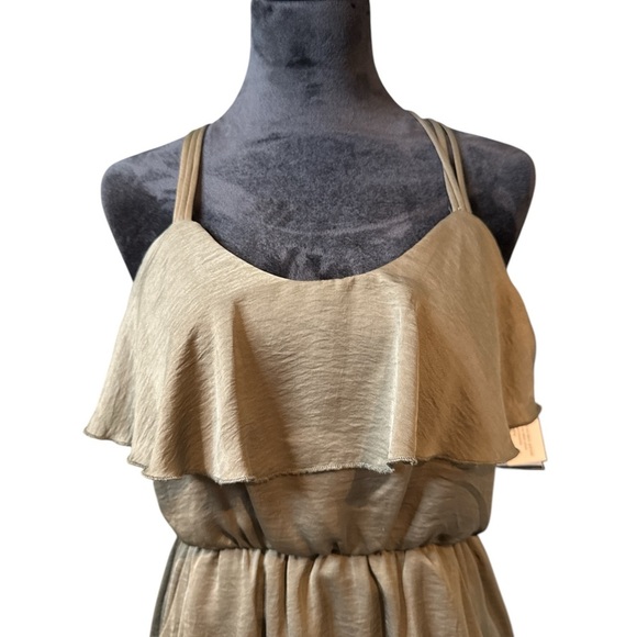 City Triangles Women’s Olive Green Ruffle Dress Size M – Belted, Sleeveless - Picture 2 of 11